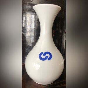 Vintage Naaman Porcelain Bud Vase~Made in Israel~ White and Blue